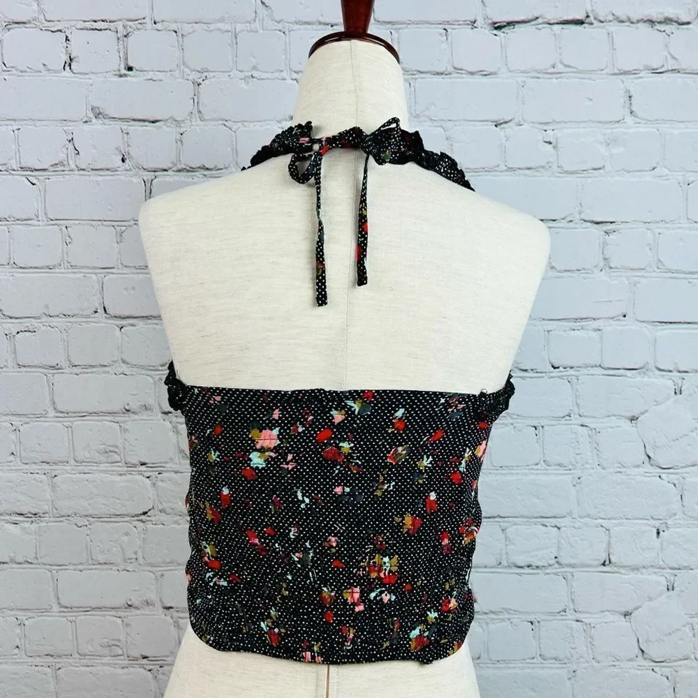 Free People Suns Out Floral Smocked Cropped Halter Top